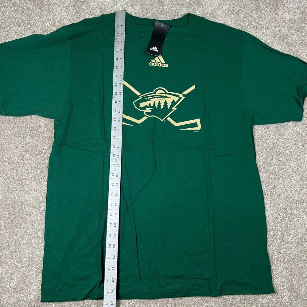 Adidas Mens XL Green Graphic Short Sleeve Minnesota Wild NHL The Go‎ To Tee NWT